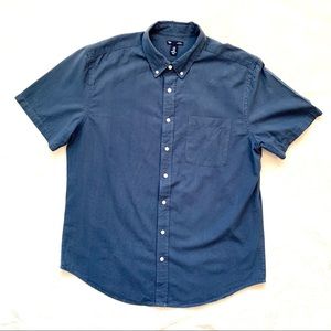 Gap Men’s Short Sleeve Blue Button Down Shirt XL